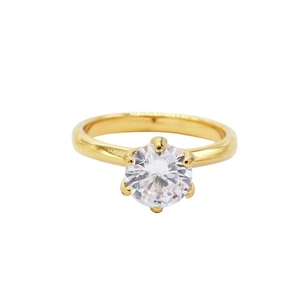 Klassischer Solitär-Verlobungsring mit sechs Krappen und großem Diamanten in Gold