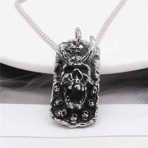 Vintage gothic ram skull pendant in titanium steel for men with punk rock details