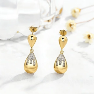 Elegant 925 Sterling Silver Water Drop Dangle Earrings Sparkling Zirconia Micro-pave Earrings For Women Fashion Jewelry Gift