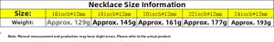 Size chart showing 12mm Cuban link chain necklace lengths from 16 to 24 inches with weights