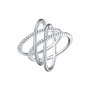 Intertwined S925 sterling silver multilayer ring with shimmering moissanite stones