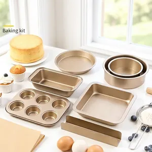 Non-Stick Carbon Steel Baking Pans Rose Gold Cake Molds Bread Toast Pizza Pan Muffin Tray For Oven Home Kitchen Bakeware