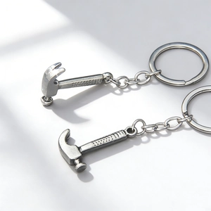 Nouveauté Outil de Simulation Marteau Porte-clés Créatif Alliage Métal Anneau de Clé Argent Vintage Petit Pendentif Marteau Cadeau