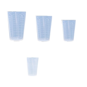 Translucent silicone measuring cups set with dual scales in ounces and cups for DIY resin casting