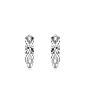 925 Sterling Silver Infinity Hoop Earrings Micro-inlaid Zirconia Light Luxury Design Geometric Earrings For Women Jewelry Gift
