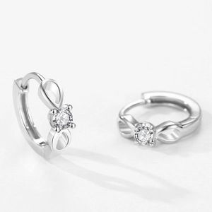 Elegant S925 sterling silver infinity earrings with brilliant micro-pave round zircons