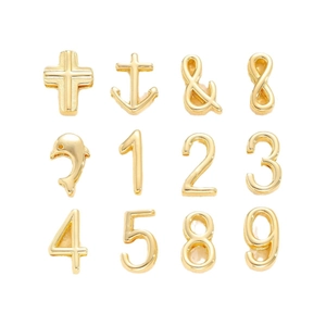 Golden 10mm mesh bracelet charms including cross, anchor and numbers 1-9 for DIY jewelry