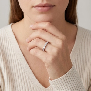 Eternity ring in S925 sterling silver with sparkling round cut moissanite stones
