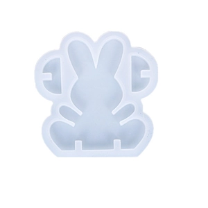 DIY rabbit silicone mold with headphone detail for handmade resin crafts and candles