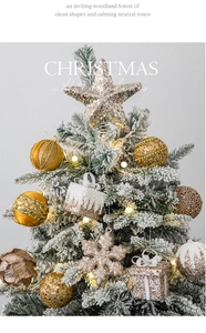 Detailed Christmas tree ornaments set including champagne gold glitter stars and baubles