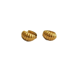 Elegant gold croissant hoop earrings with textured ripple design for women's fashion
