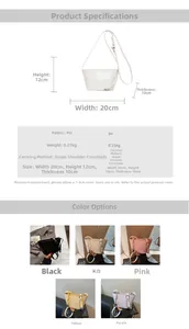 Spécifications de taille et sélection de couleurs pour le sac seau en cuir PU femme