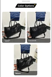 Detailed comparison of crocodile, houndstooth, and woven textures on black tote bags