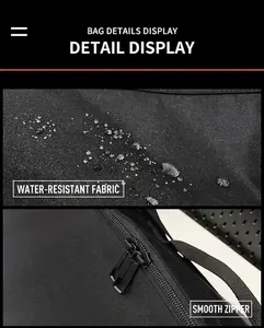 Water-resistant nylon fabric detail and smooth zipper on a black versatile tote bag