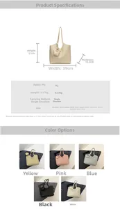 Size specifications and multi-color options for large capacity PU tote shoulder bag