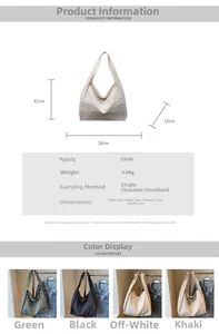 Detailed size chart and four color options for the lightweight waffle texture tote bag