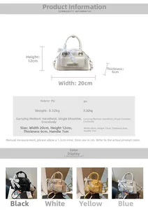 Size guide for PU leather mini boston bag with bow detail showing 20cm x 12cm dimensions