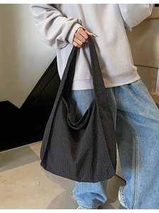 Large plaid canvas tote bag for women, spacious casual shoulder bag for daily commute