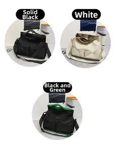 Trois sacs à bandoulière en nylon de grande capacité en noir, blanc et noir vert