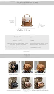 Guide détaillé des dimensions pour mini sac à dos en similicuir vintage avec pendentif ours