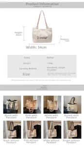 Detailed size chart and multi-color options for the woven Summer straw tote bag