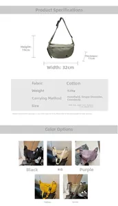 Detailed size specifications and five color options for this minimalist crossbody bag