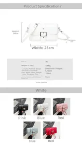 Dimensions détaillées et options de couleurs pour ce sac à bandoulière chic en cuir PU