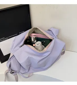 Large capacity lavender tote bag interior showing ample space for umbrellas and tablets