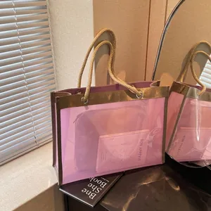 Women Large Capacity Transparent PVC Tote Bag Summer Jelly Shoulder Bag With Inner Pouch Casual Daily Shopping Bag