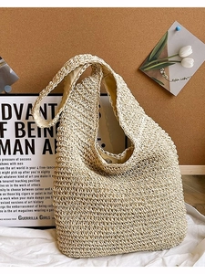 Large Capacity Woven Straw Tote Bag For Women Summer Beach Vacation Shoulder Crossbody Bag Handcrafted Hobo Bag