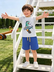 Ensemble pour Garçons T-Shirt et Short Décontracté en Coton Imprimé Dinosaure Haut à Manches Courtes et Pantalon