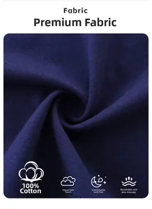 Detail of 100% cotton dark blue fabric showing soft texture and breathable knit
