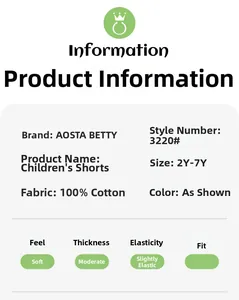 Detailed size chart and 100% cotton fabric specs for lion embroidered boy shorts