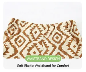 Détail de la taille élastique pour enfant avec motif géométrique rétro sur coton doux