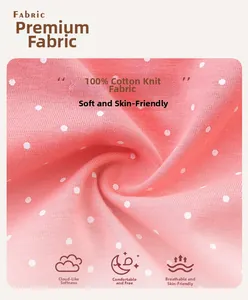 Close-up of pink polka dot cotton knit fabric showing soft texture and breathability