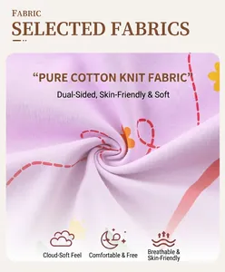 Gros plan sur maille de coton violette douce avec fleurs jaunes et texture côtelée