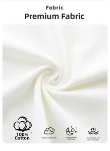 Close-up of premium 100% white cotton fabric showing soft knit texture and breathable weave