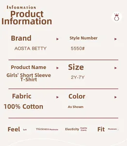 Spécifications détaillées de taille et de coton pour t-shirt licorne pour filles