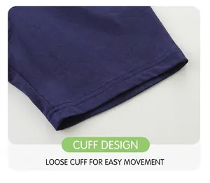 Detail of navy blue cotton shorts leg cuffs featuring durable double needle stitching work