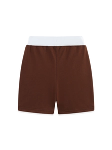 Short d'été en coton pour garçons marron foncé avec broderie dinosaure et taille