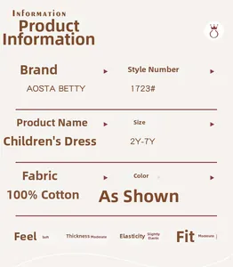 Guide des tailles et spécifications 100% coton pour robe arc-en-ciel fille