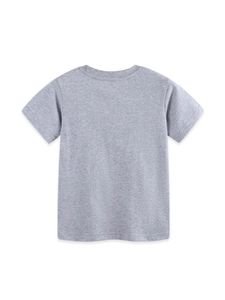 Classic heather grey cotton short sleeve T-shirt for boys featuring a round neck back view