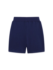Dark blue boys knit cotton shorts with elastic waistband and high quality minimalist style