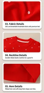 Détails du sweat à pois pour enfant avec encolure côtelée et finition de l'ourlet