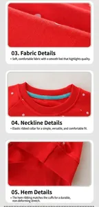 Detail view of red polka dot sweatshirt fabric with rib-knit collar and elastic hemline