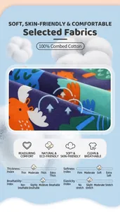 Detail of 100% combed cotton fabric featuring cute orange deer and green leaf cartoon print