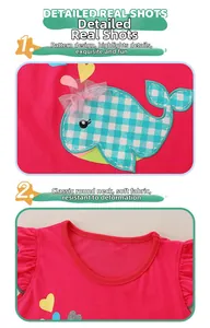 Détail du haut tricoté rose pour filles avec applique baleine et col rond très souple