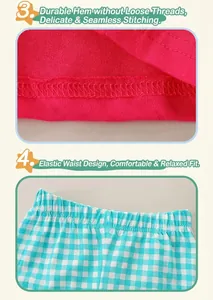 Détail des coutures soignées et de la taille élastique sur les vêtements en coton tricoté