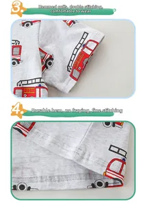 Detail view of grey knit kids T-shirt with reinforced hem and hemmed sleeve cuff stitching