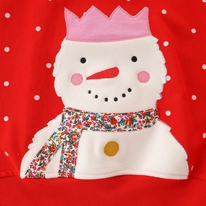 Sweat-shirt rouge à pois pour fille avec une broderie détaillée d'applique de bonhomme